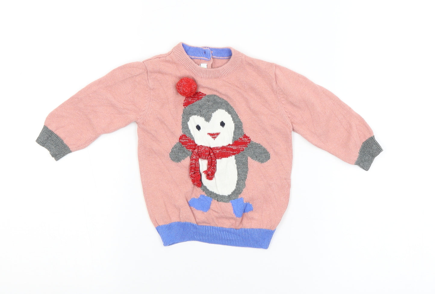 mamas & papas Baby Pink   Pullover Jumper Size 3-6 Months  - PENGUIN