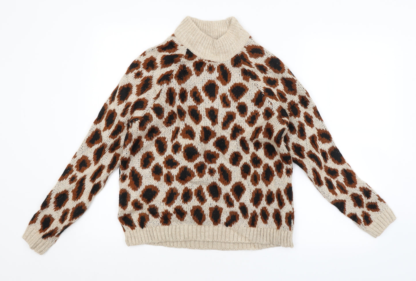 Only Womens Brown Animal Print  Pullover Jumper Size S
