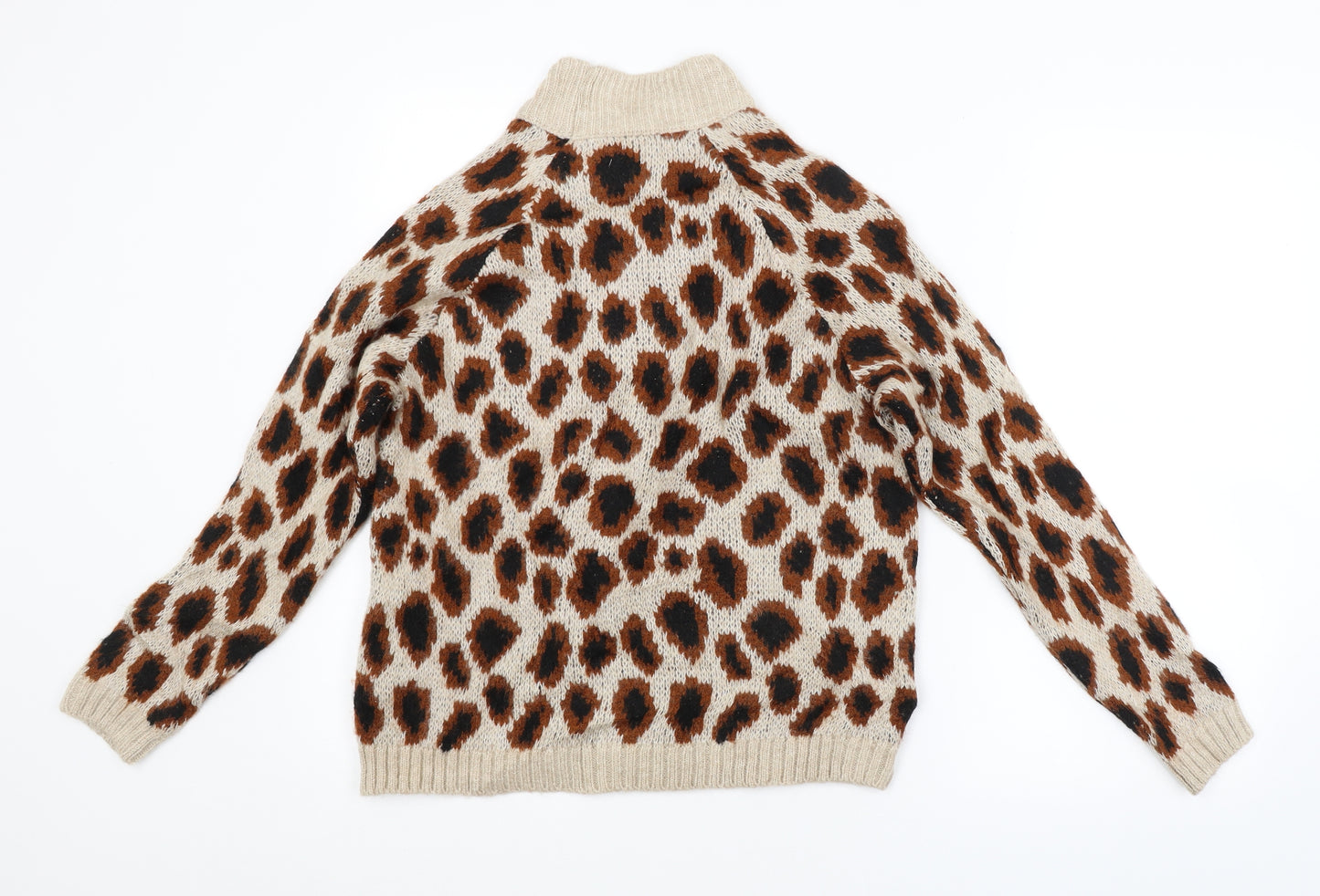 Only Womens Brown Animal Print  Pullover Jumper Size S