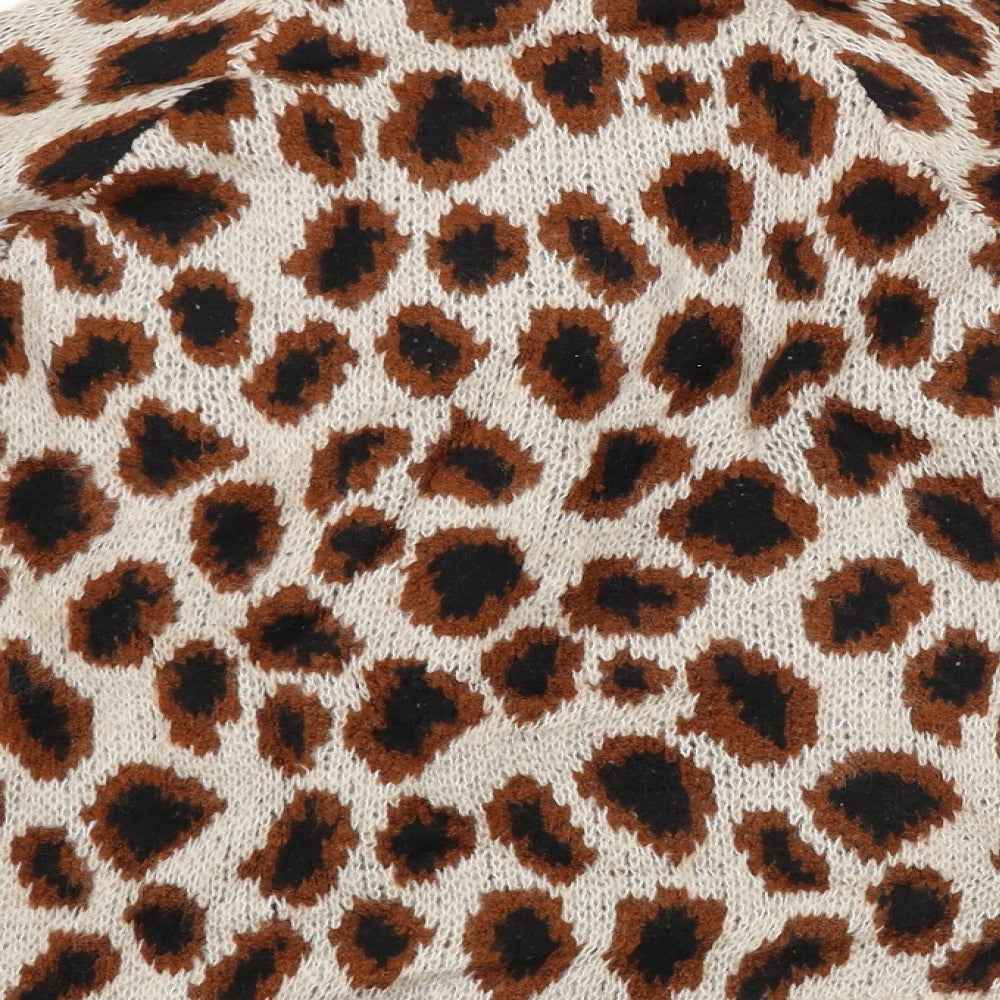 Only Womens Brown Animal Print  Pullover Jumper Size S