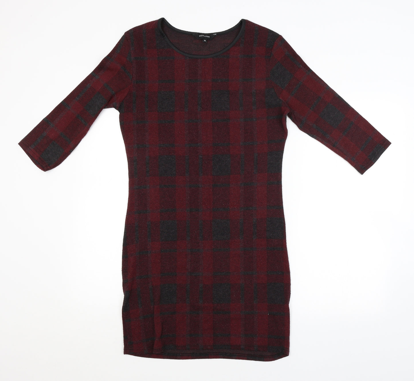 New Look Womens Red Check  Jumper Dress  Size 14