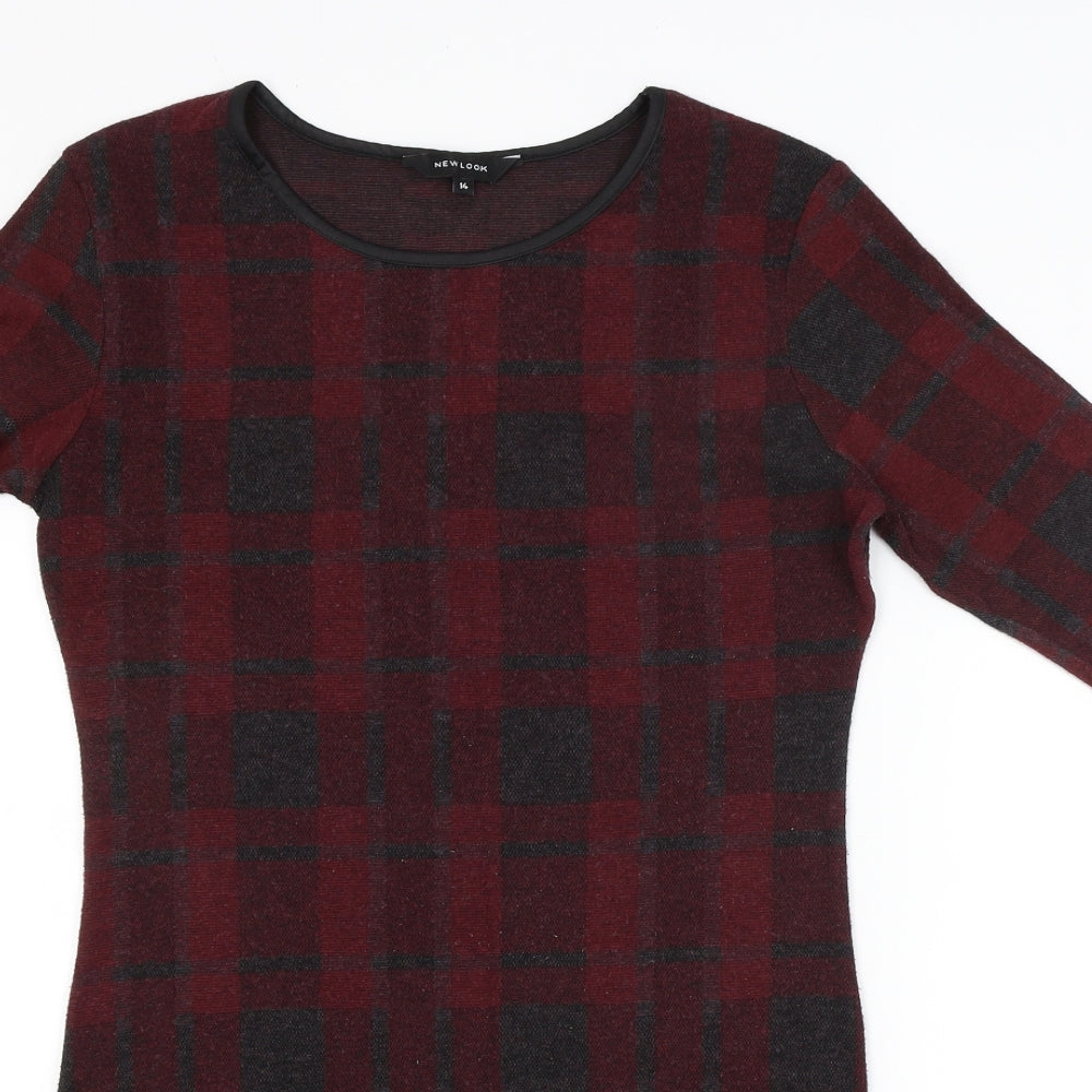 New Look Womens Red Check  Jumper Dress  Size 14