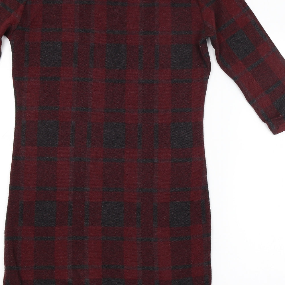New Look Womens Red Check  Jumper Dress  Size 14