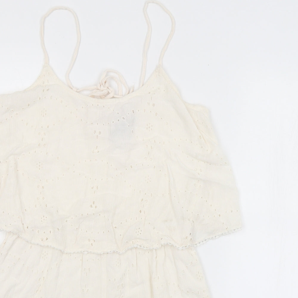 New Look Womens White Argyle/Diamond  Playsuit One-Piece Size 6