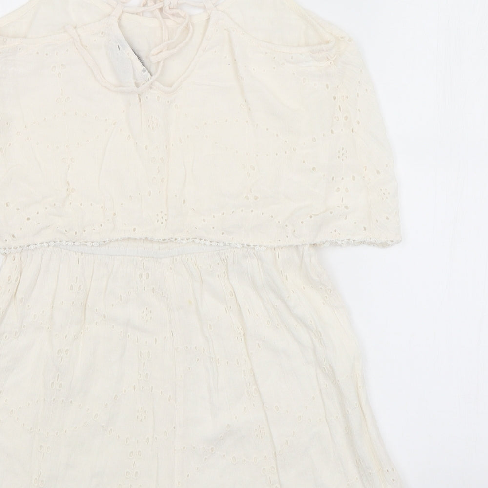 New Look Womens White Argyle/Diamond  Playsuit One-Piece Size 6