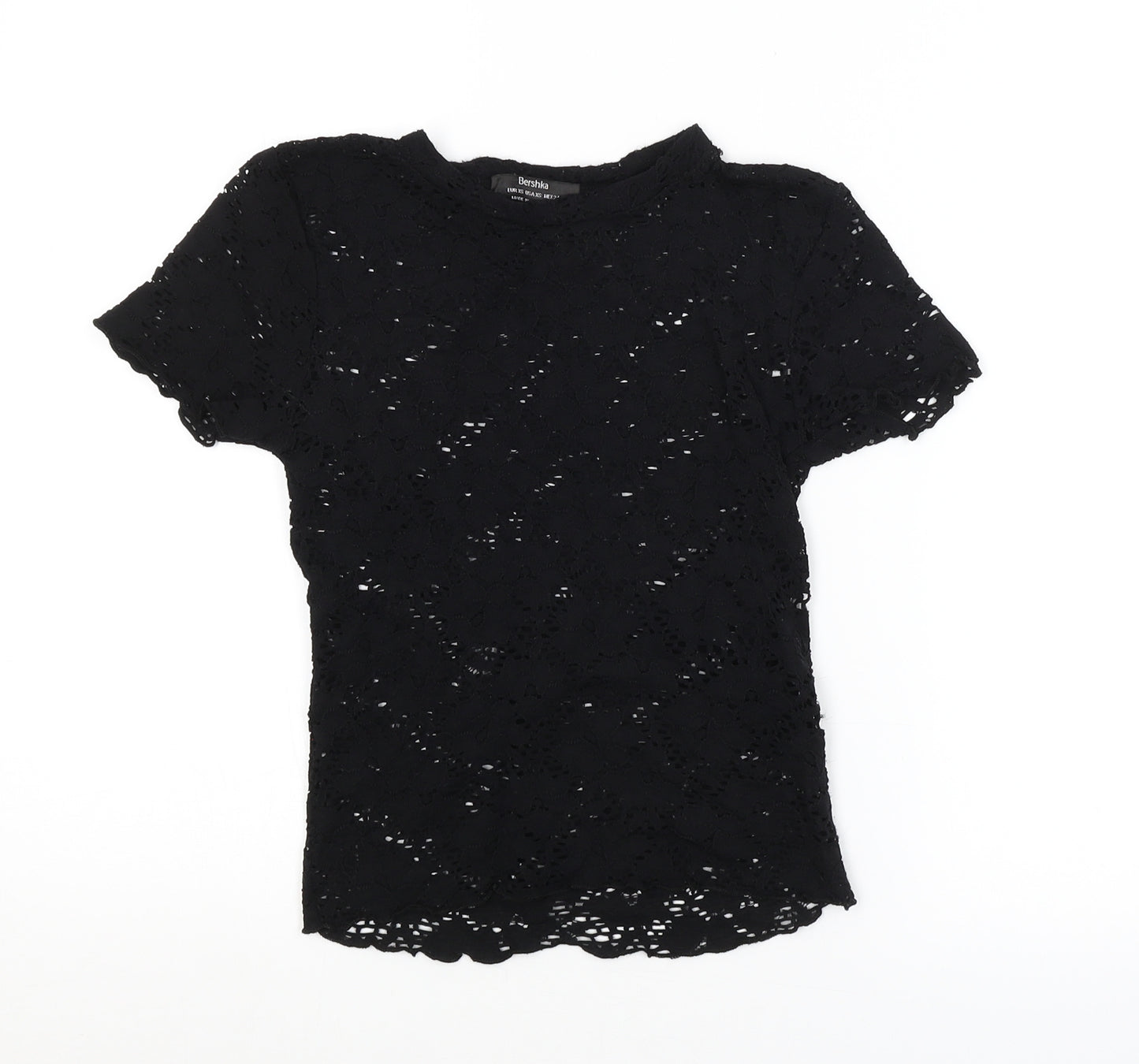 Bershka Womens Black Floral  Basic Blouse Size XS