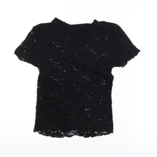 Bershka Womens Black Floral  Basic Blouse Size XS