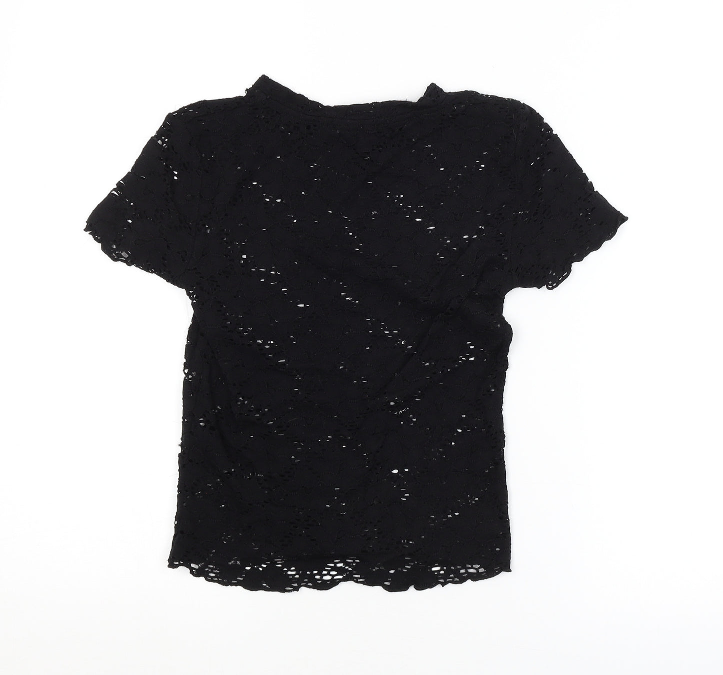Bershka Womens Black Floral  Basic Blouse Size XS