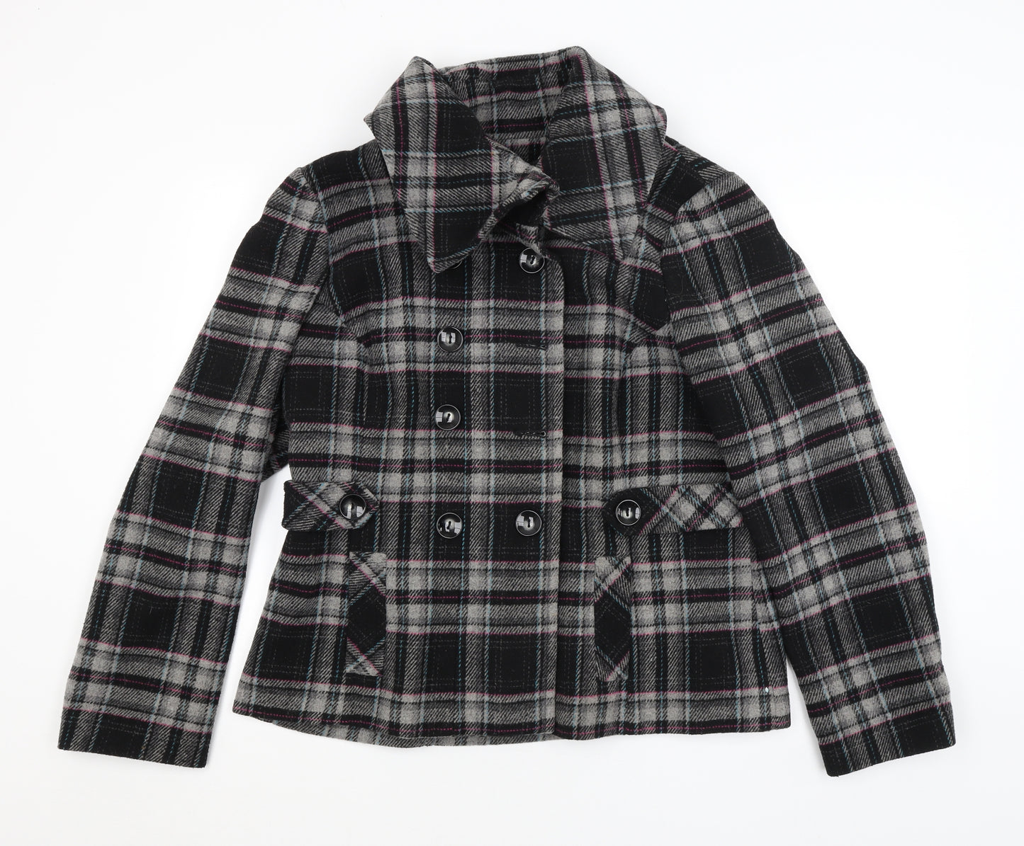 George Womens Grey Check  Pea Coat Coat Size 20