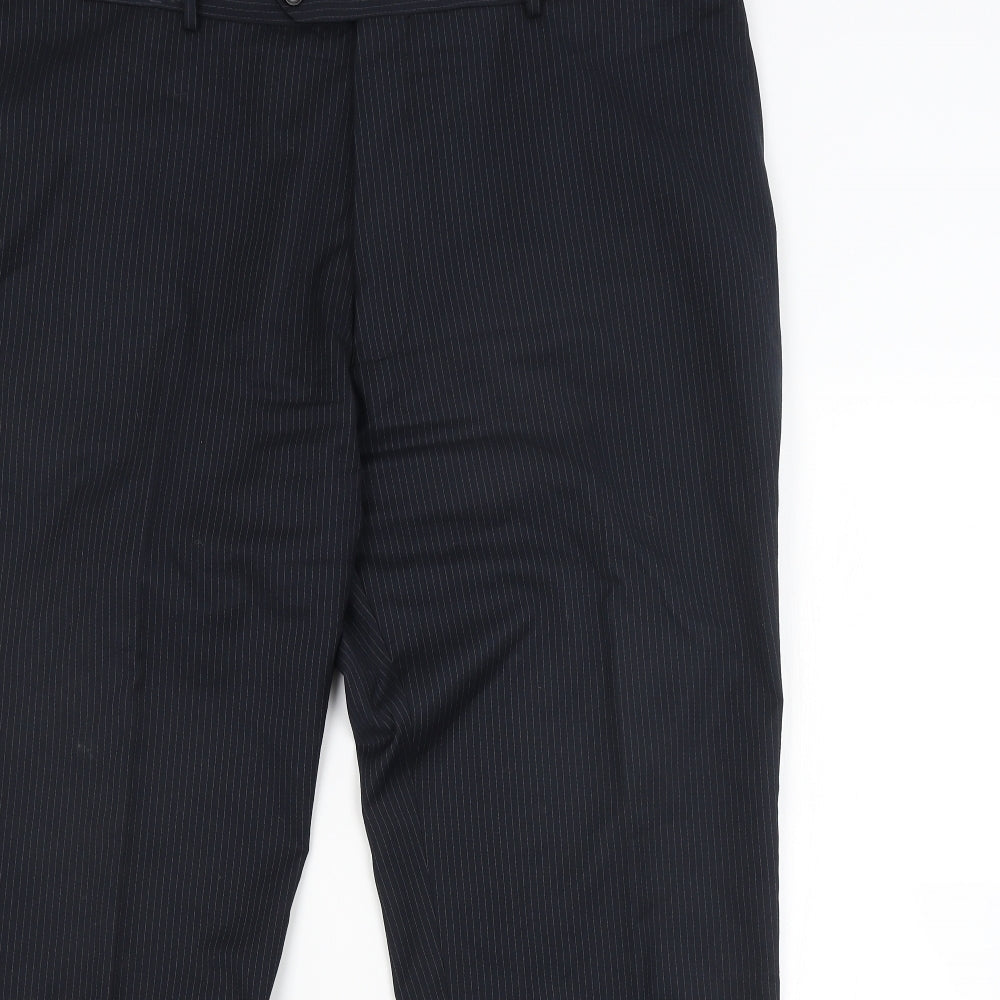 Dobell Mens Blue Striped  Trousers  Size 44 L29 in
