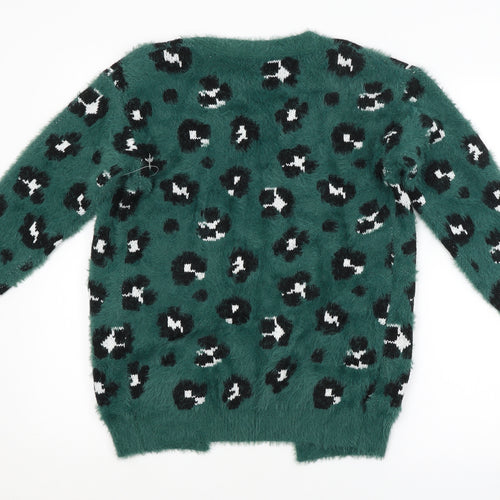 Preworn Womens Green Animal Print  Cardigan Jumper