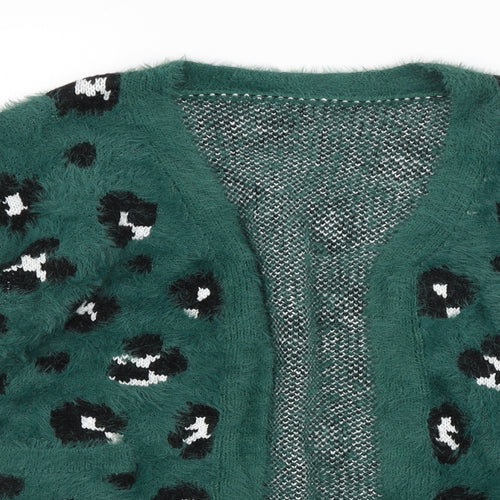 Preworn Womens Green Animal Print  Cardigan Jumper