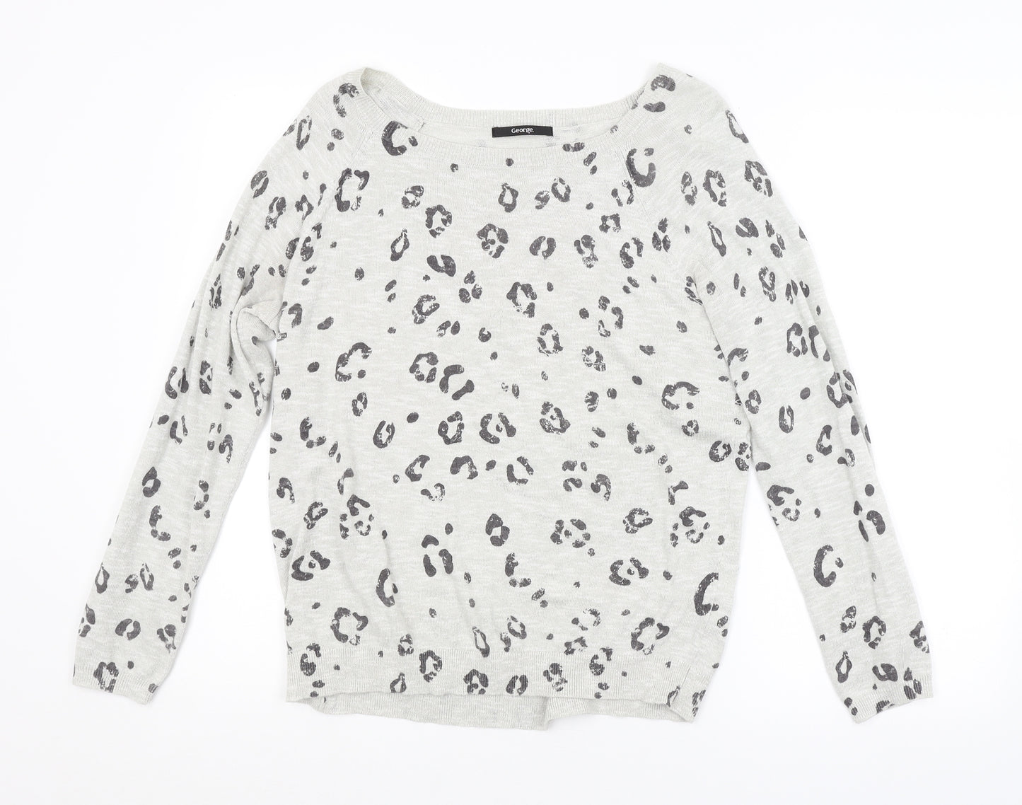 George Womens Grey Animal Print  Pullover Jumper Size 12