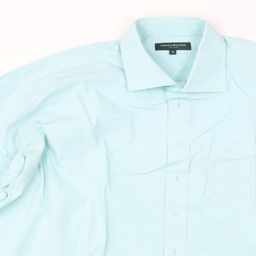 GREENWOODS Mens Blue    Dress Shirt