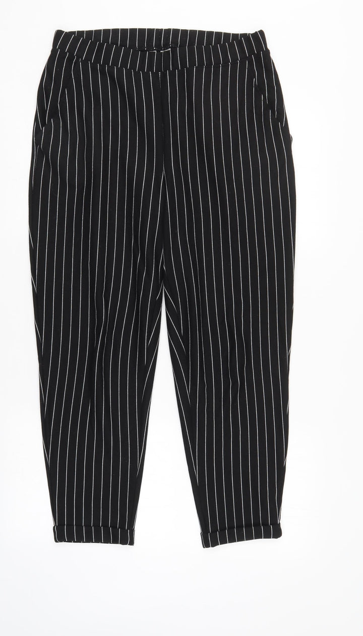 Divided Womens Black Striped Trousers Size M L25 in