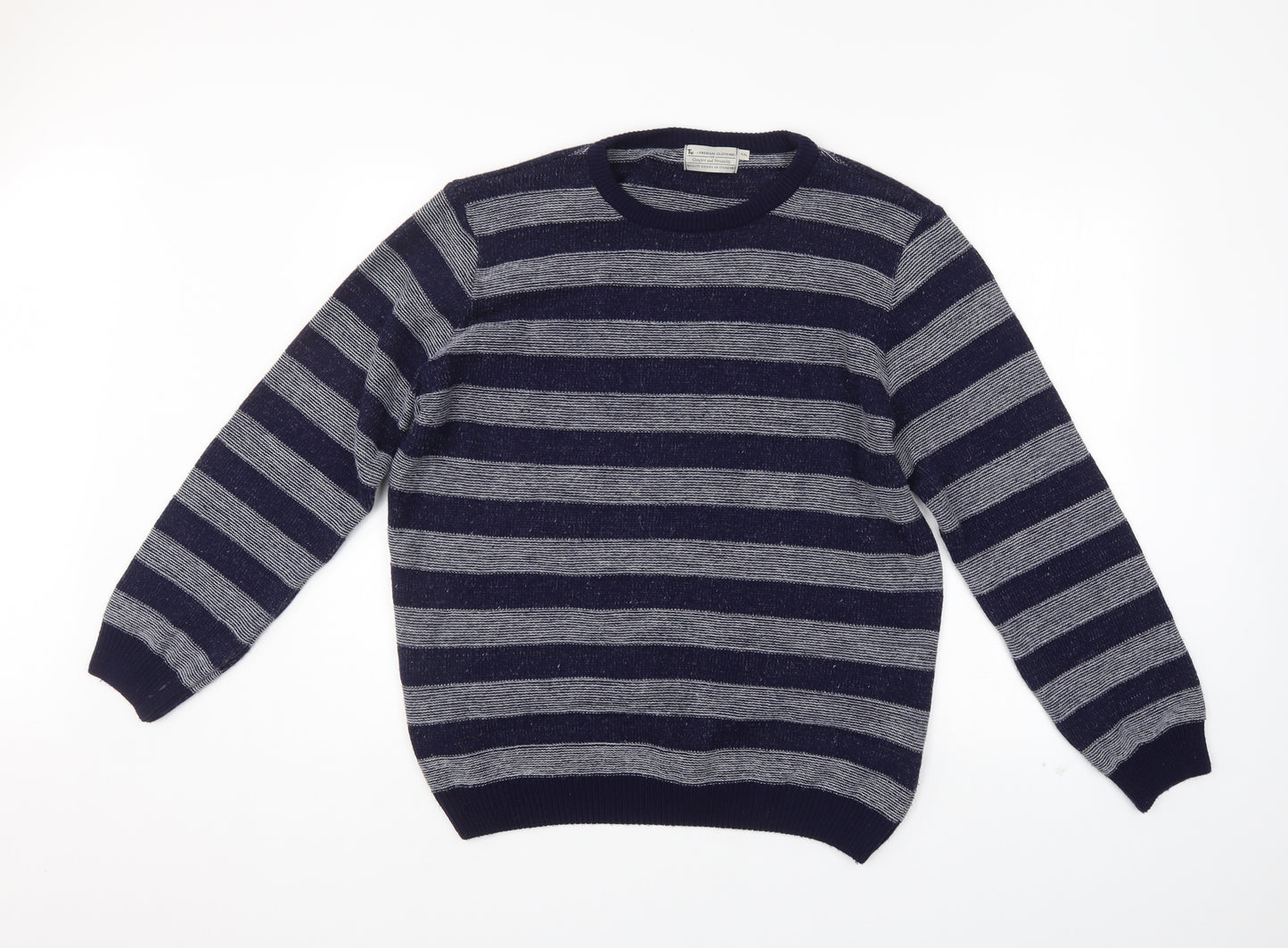 TU Mens Blue Striped  Pullover Jumper Size 2XL
