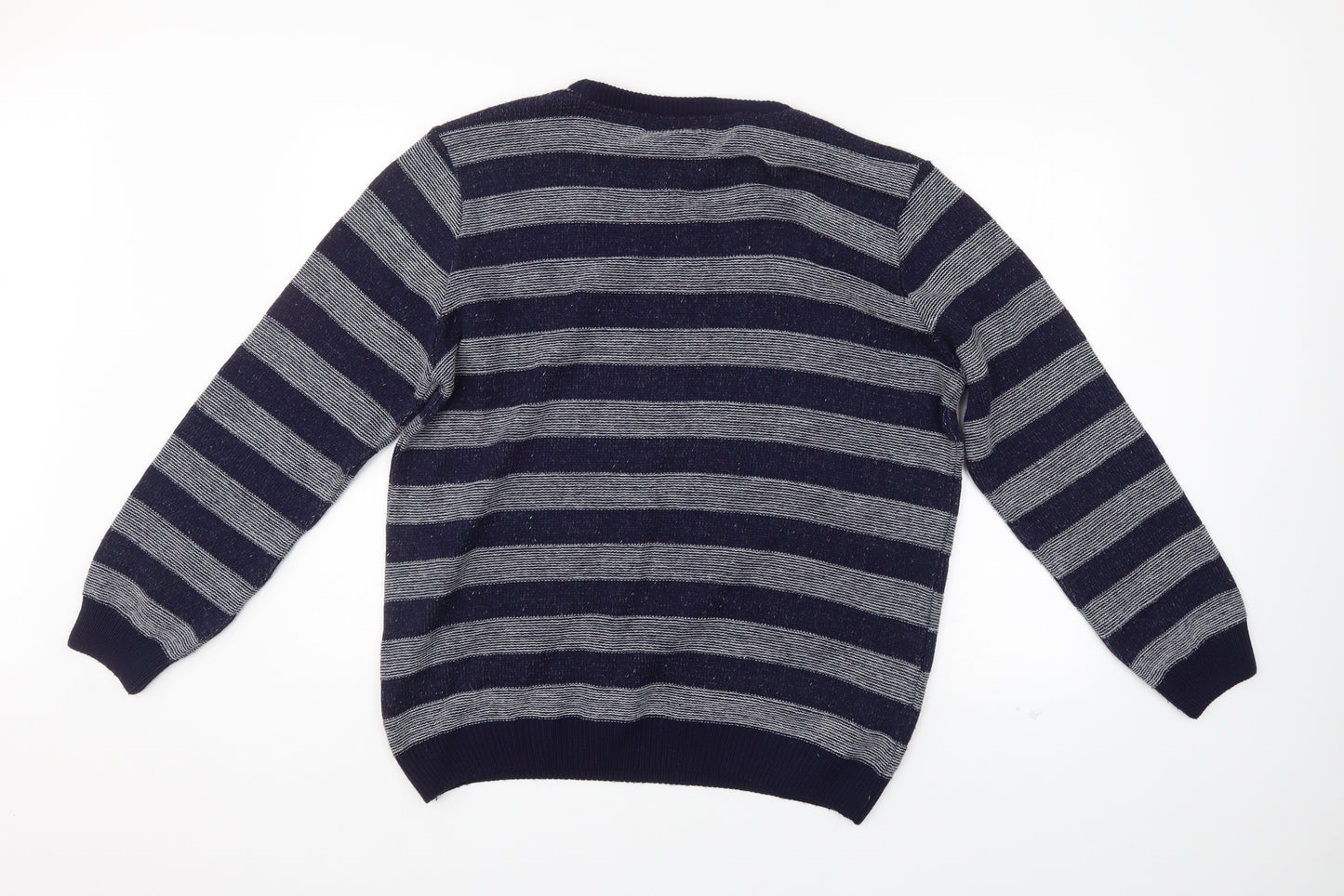 TU Mens Blue Striped  Pullover Jumper Size 2XL