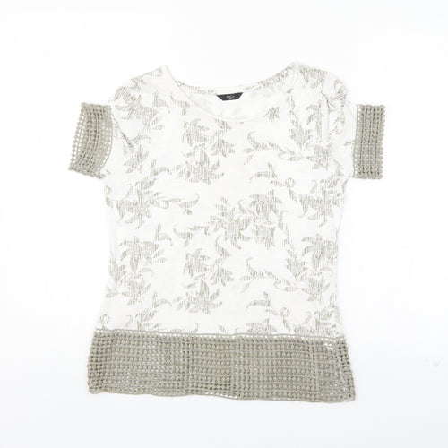 M&Co Womens Ivory Floral  Basic Blouse Size 8