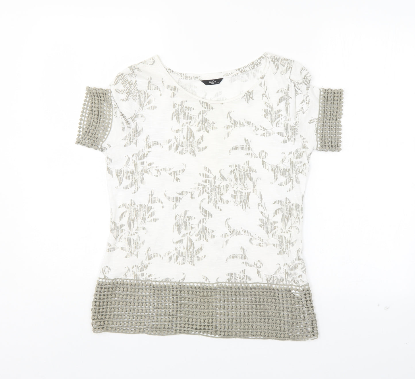 M&Co Womens Ivory Floral  Basic Blouse Size 8