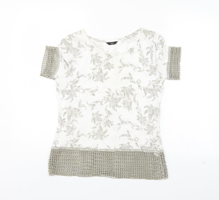 M&Co Womens Ivory Floral  Basic Blouse Size 8