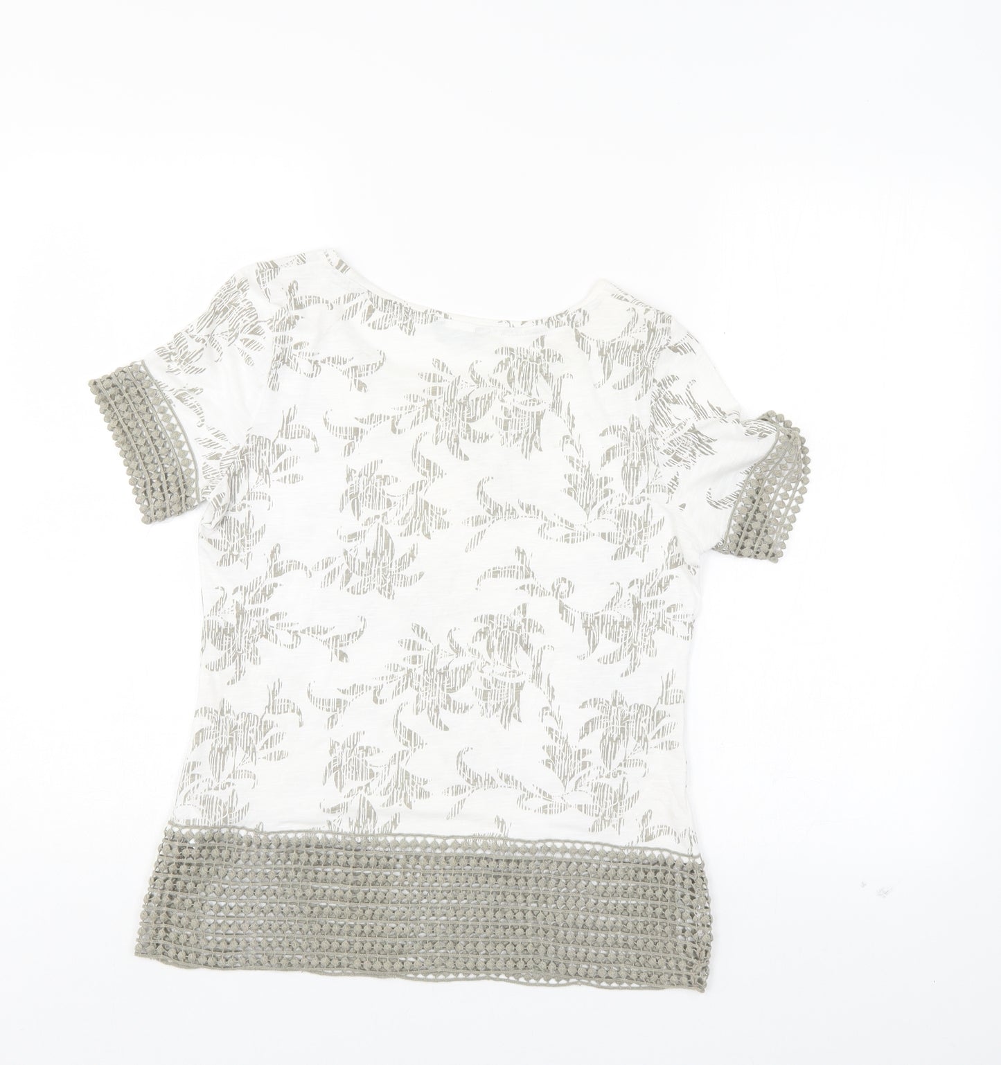 M&Co Womens Ivory Floral  Basic Blouse Size 8