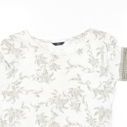M&Co Womens Ivory Floral  Basic Blouse Size 8