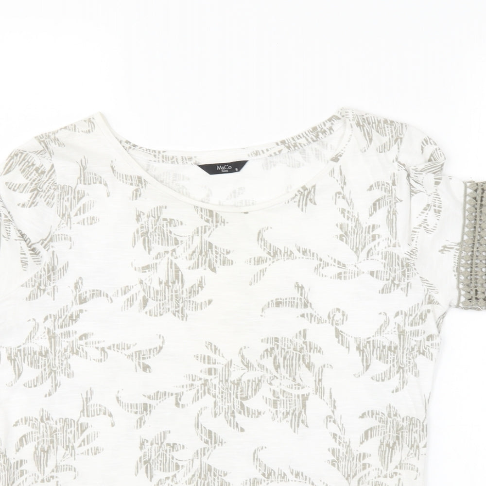 M&Co Womens Ivory Floral  Basic Blouse Size 8