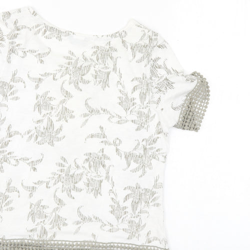 M&Co Womens Ivory Floral  Basic Blouse Size 8