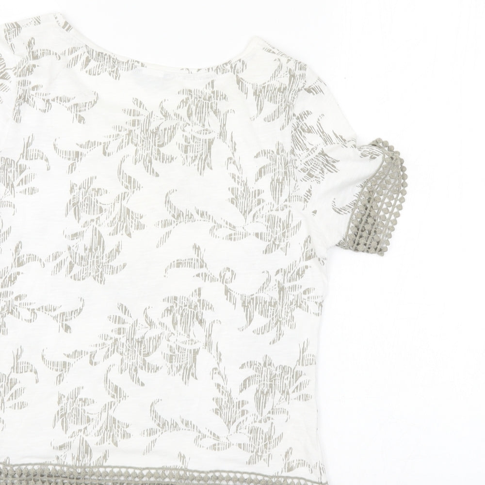 M&Co Womens Ivory Floral  Basic Blouse Size 8