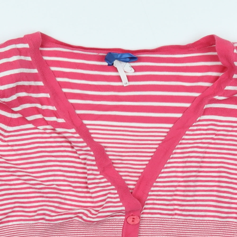 NEXT Womens Pink Striped  Cardigan Jumper Size 12