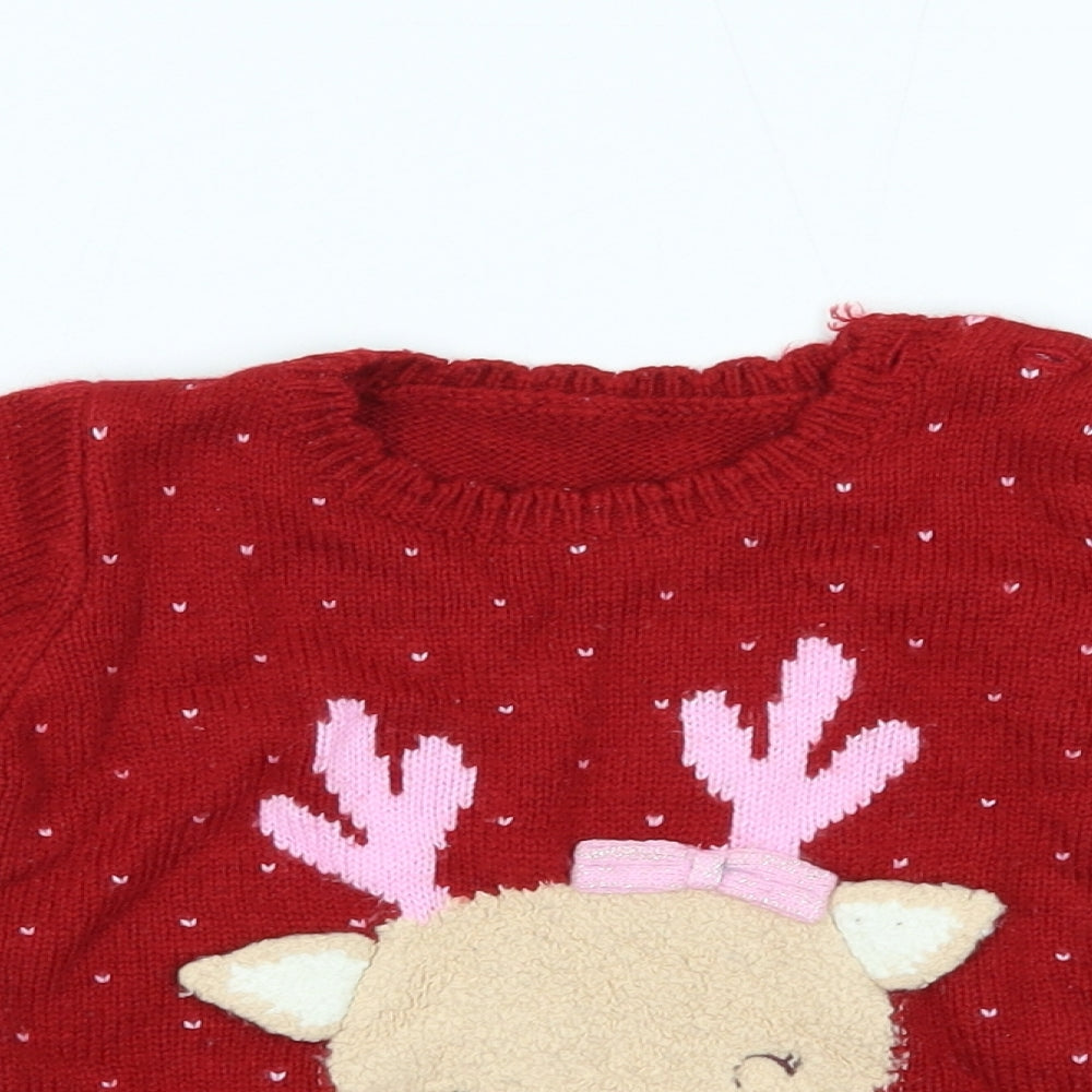 George Baby Red   Pullover Jumper Size 12-18 Months  - christmas, reindeer