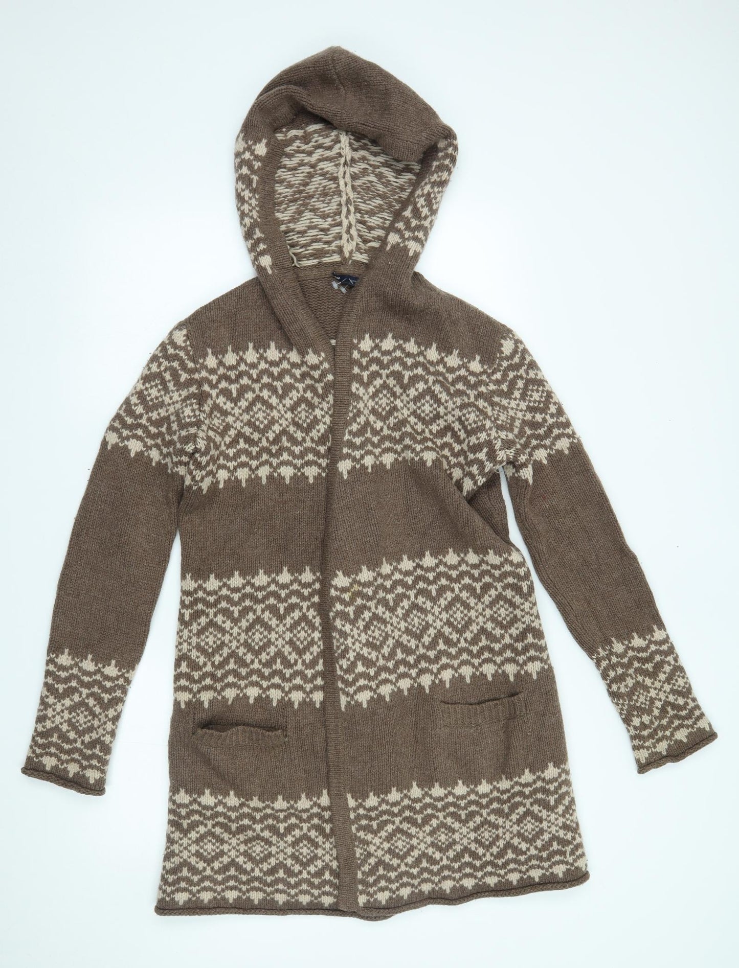 Gap Womens Brown Fair Isle  Cardigan Hoodie Size S