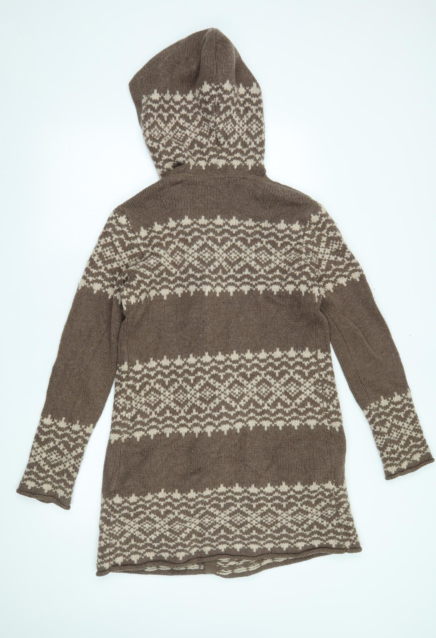 Gap Womens Brown Fair Isle  Cardigan Hoodie Size S