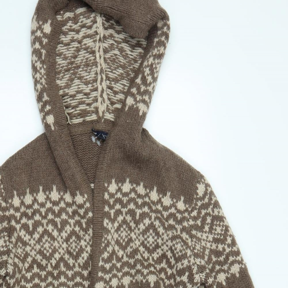 Gap Womens Brown Fair Isle  Cardigan Hoodie Size S