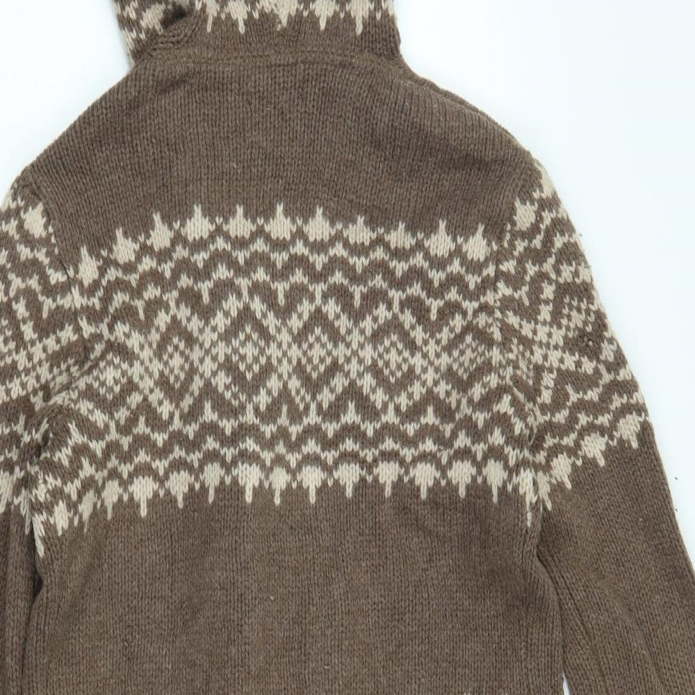 Gap Womens Brown Fair Isle  Cardigan Hoodie Size S