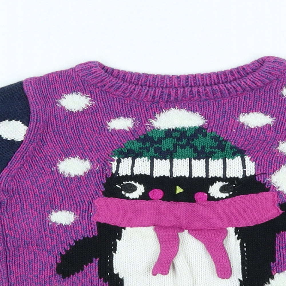 Nutmeg Girls Purple   Pullover Jumper Size 2-3 Years  - penguin christmas