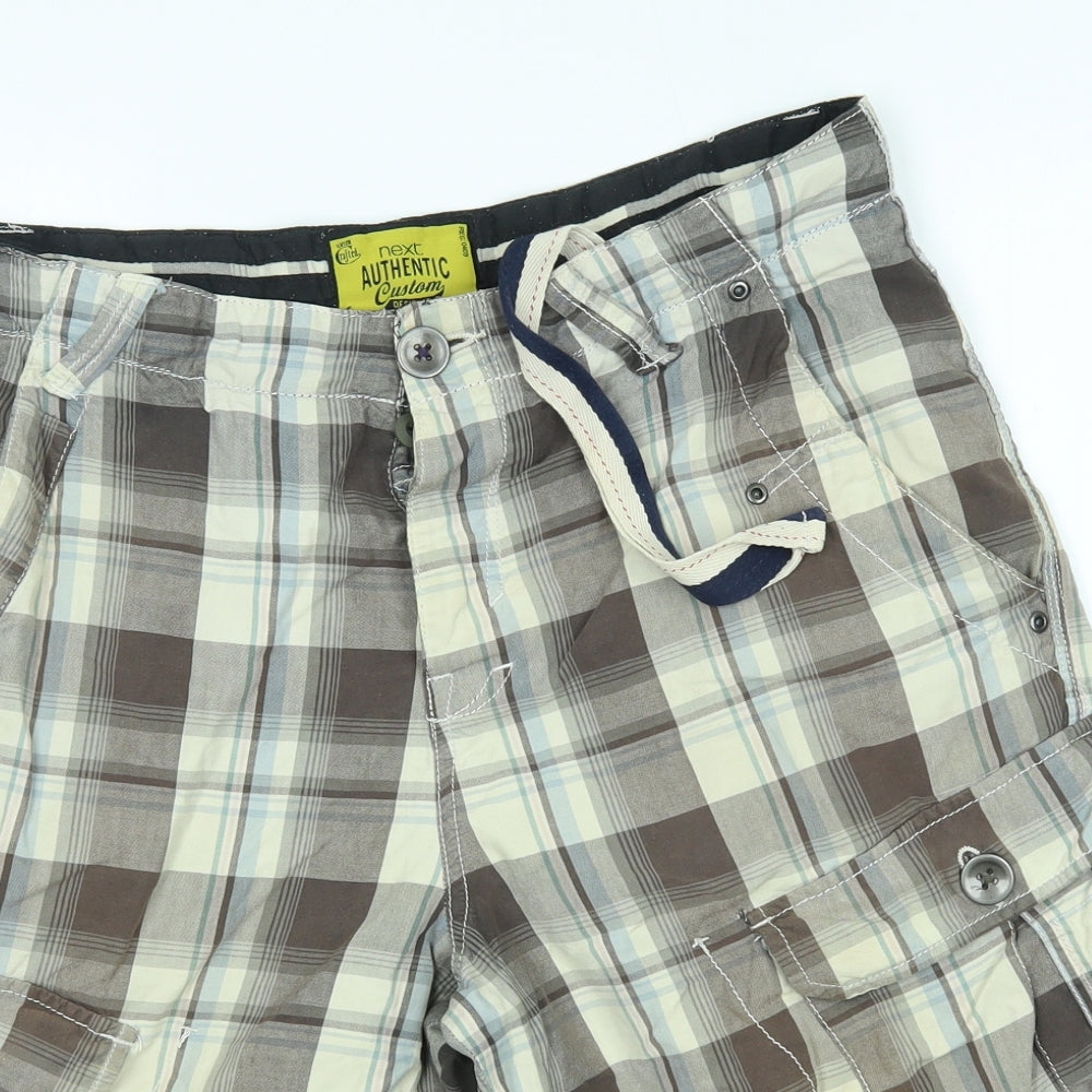 NEXT Mens Brown Plaid  Cargo Shorts Size 32