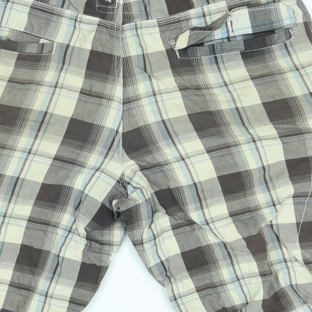 NEXT Mens Brown Plaid  Cargo Shorts Size 32
