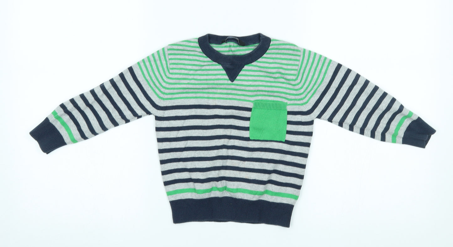George Boys Grey Striped  Pullover Jumper Size 2-3 Years