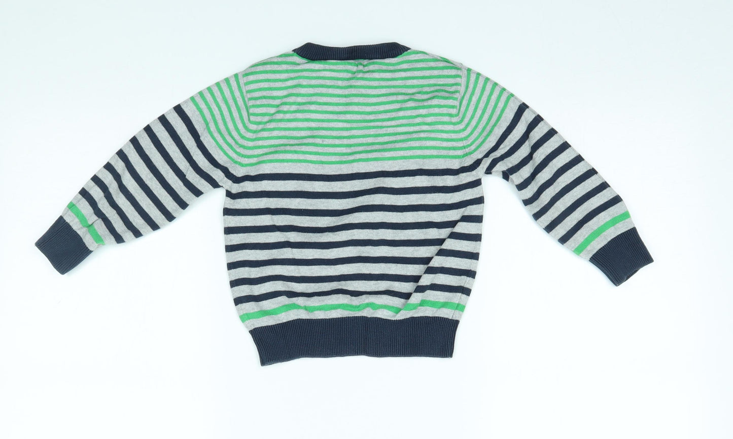 George Boys Grey Striped  Pullover Jumper Size 2-3 Years