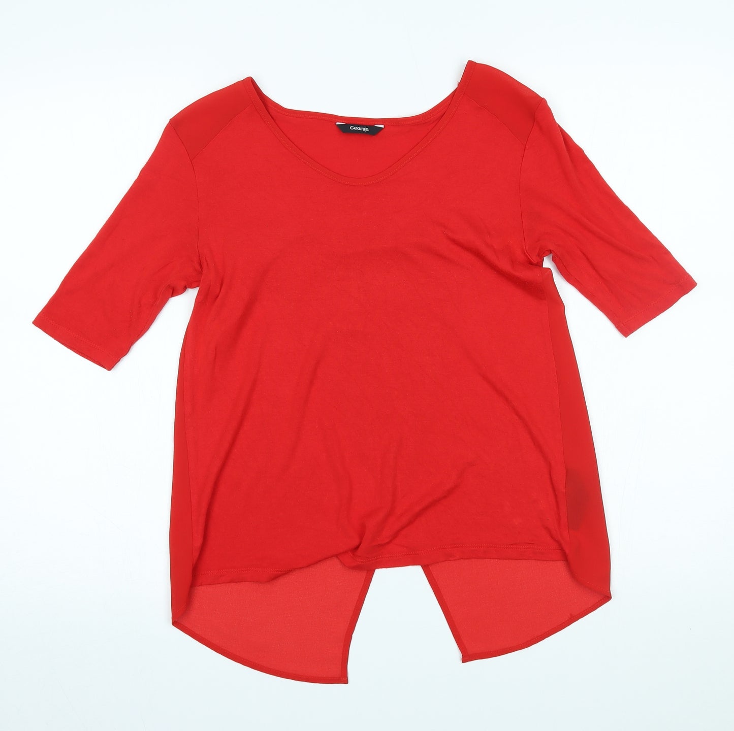 George Womens Red   Basic Blouse Size 8  - wrap back