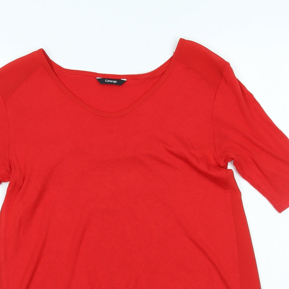 George Womens Red   Basic Blouse Size 8  - wrap back