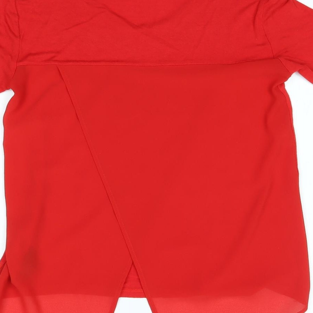 George Womens Red   Basic Blouse Size 8  - wrap back