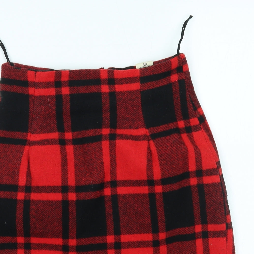 Clockhouse Womens Red Plaid  A-Line Skirt Size 10