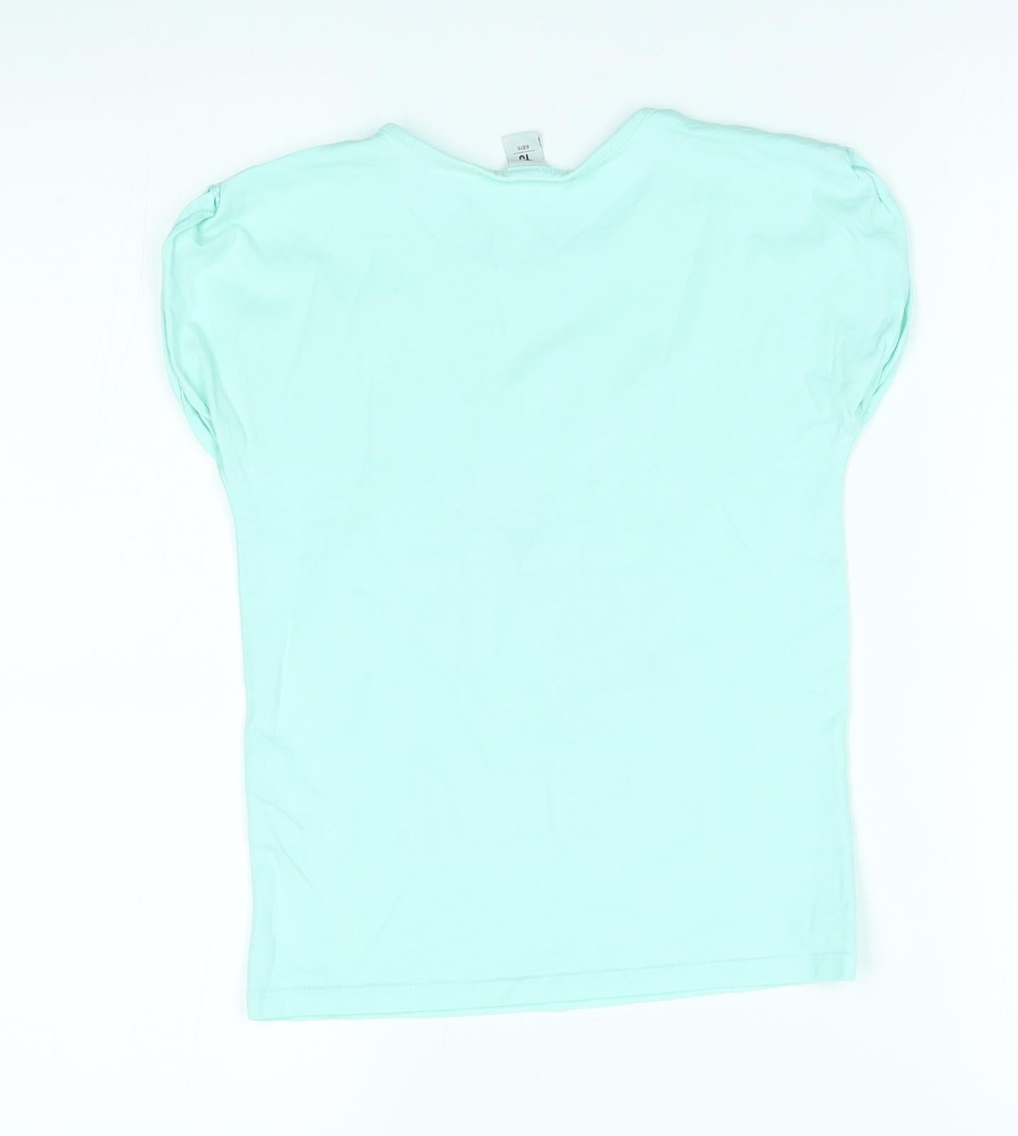 TU Girls Blue   Basic T-Shirt Size 9 Years  - unicorn, always magical