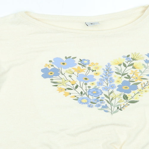 TU Girls Beige   Pullover Jumper Size 10-11 Years  - flower heart
