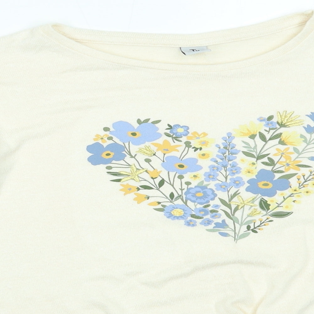 TU Girls Beige   Pullover Jumper Size 10-11 Years  - flower heart