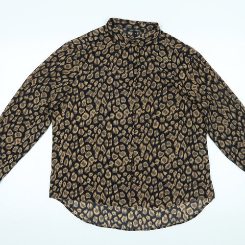 NEXT Womens Black Animal Print  Basic Button-Up Size 10