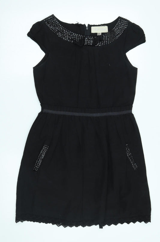 Front view of River Island women’s black a-line, size UK 12