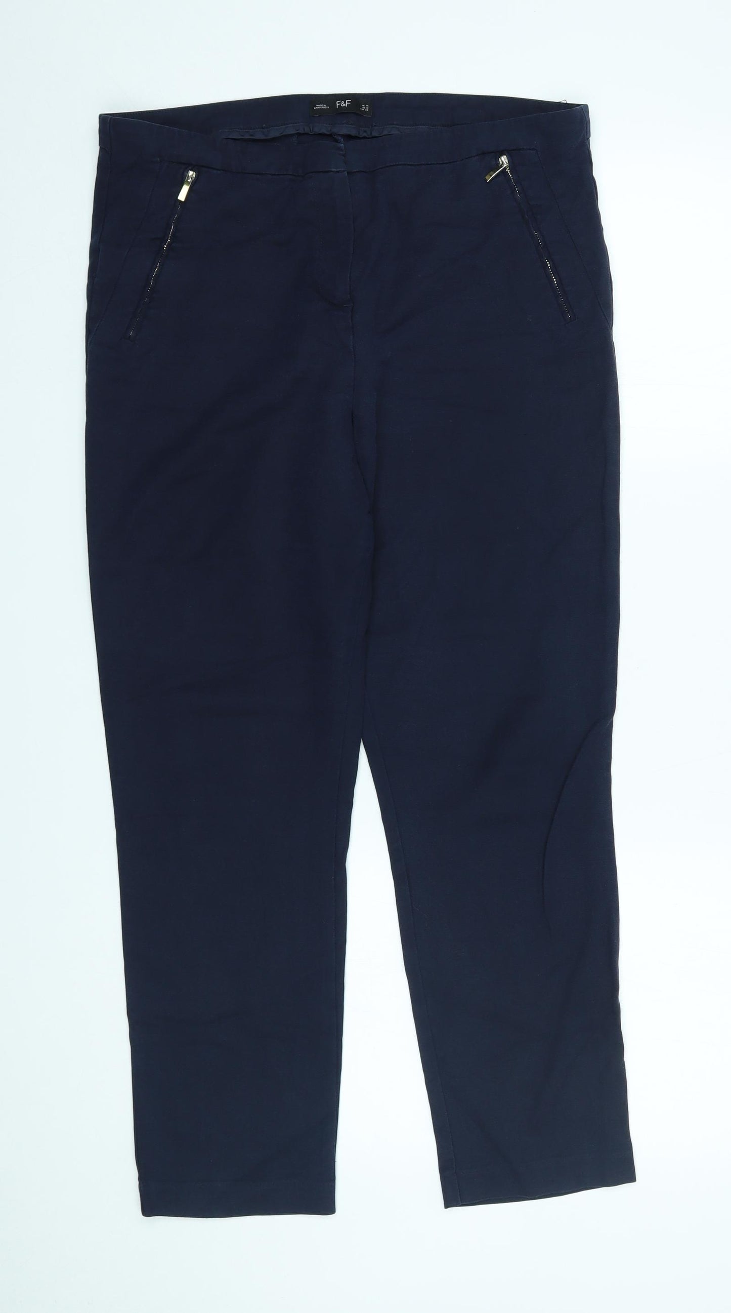 F&F Womens Blue   Chino Trousers Size 14 L26 in